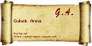 Gubek Anna névjegykártya